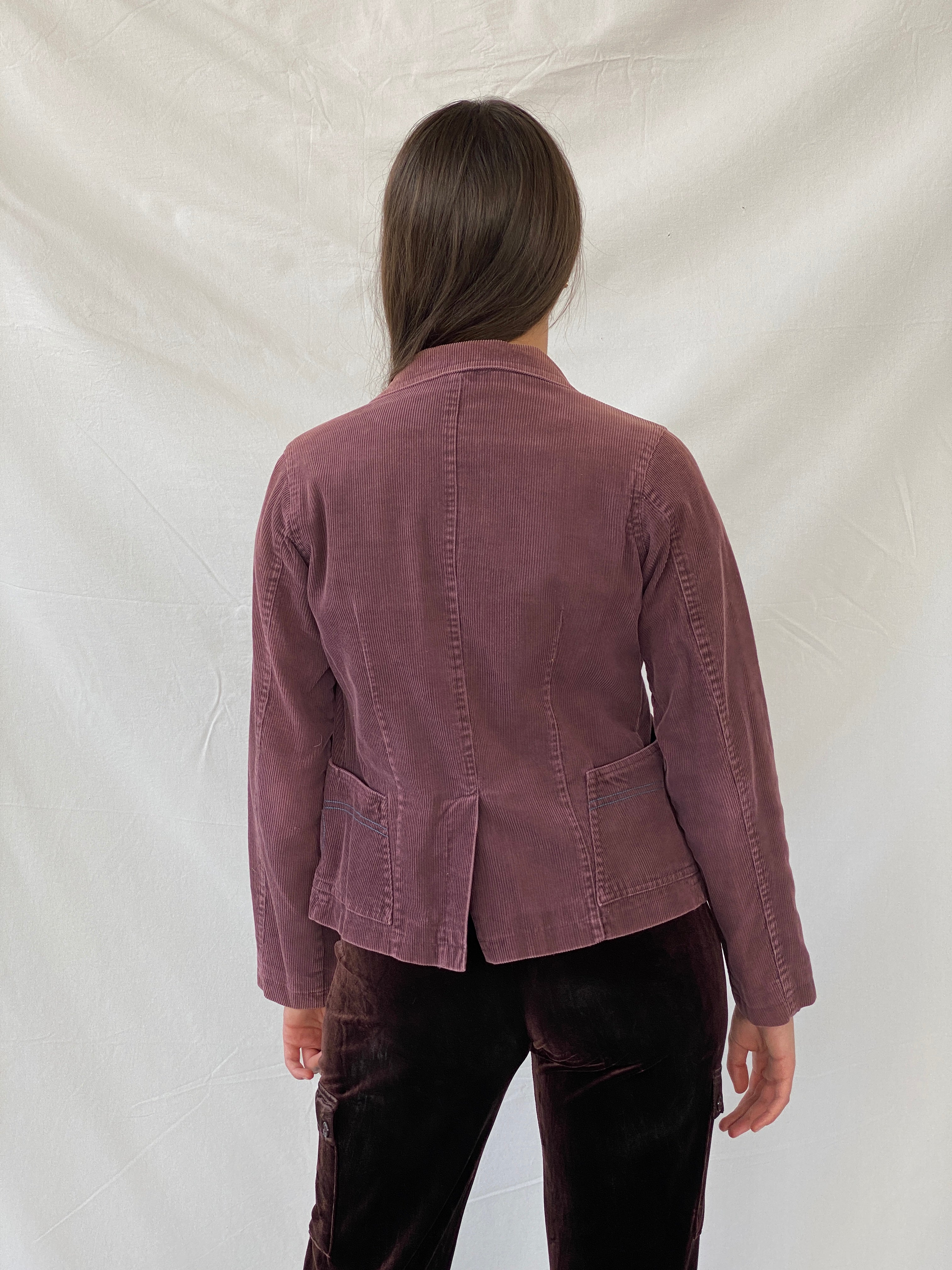 Vintage N&B Purple Corduroy Fitted Cotton Blazer - S