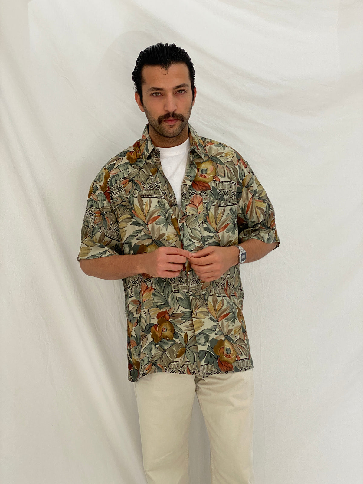 Vintage Burma Bibas Earth Tone Tropical Rayon Shirt – L Vintage Burma Bibas Earth Tone Tropical Rayon Shirt – L