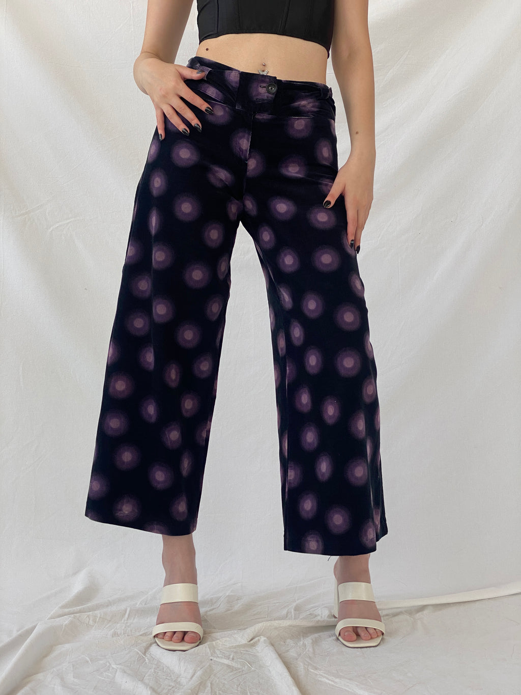 Art Ateliers Rare Toggery Wide Leg Black & Purple Corduroy Pants - M