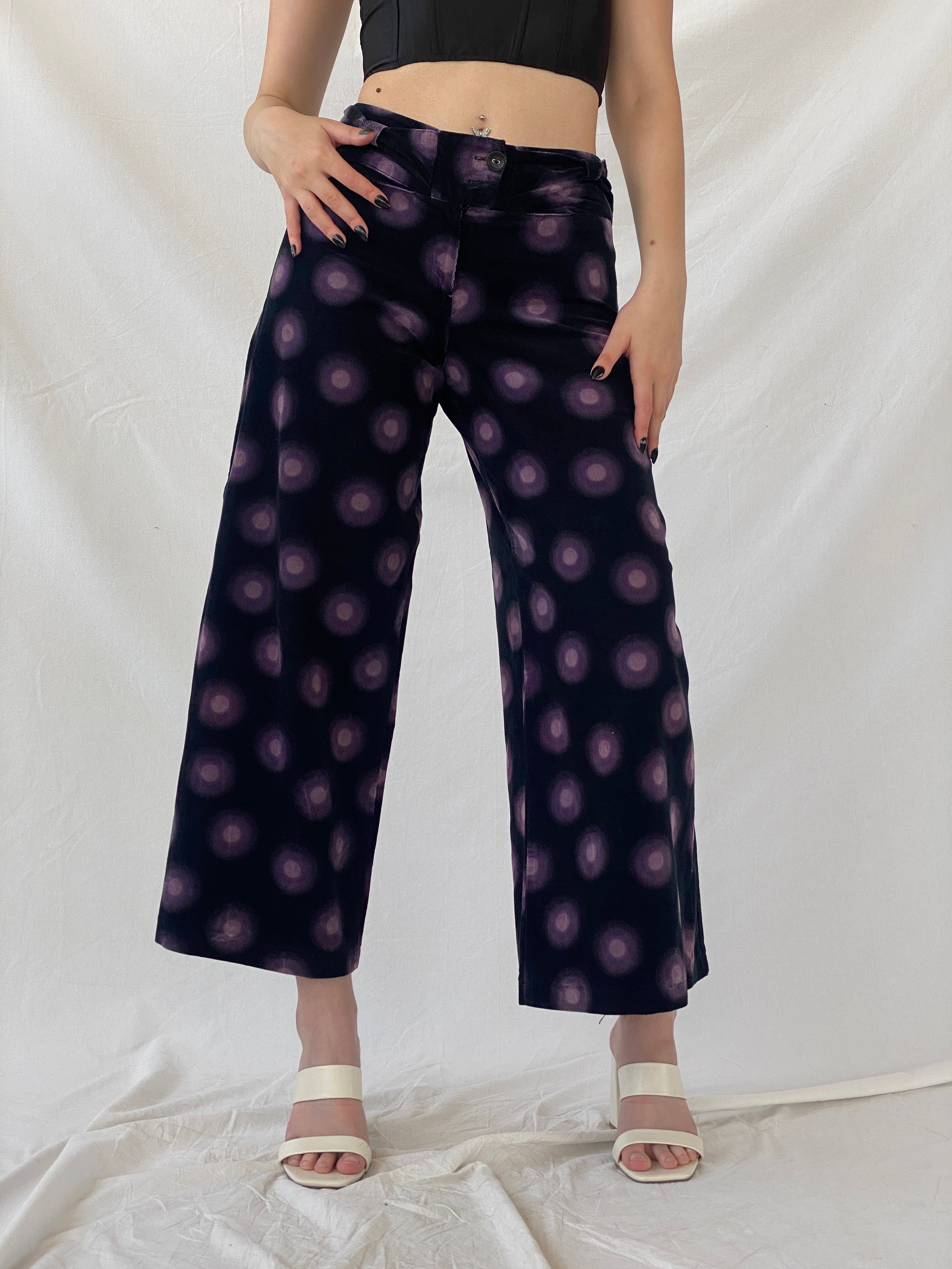 Art Ateliers Rare Toggery Wide Leg Black & Purple Corduroy Pants - M