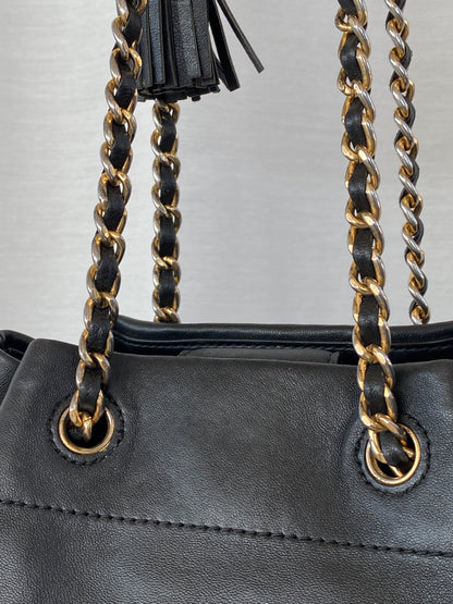 Tory Burch Black Leather Fleming Mini Bucket Chain Shoulder Bag