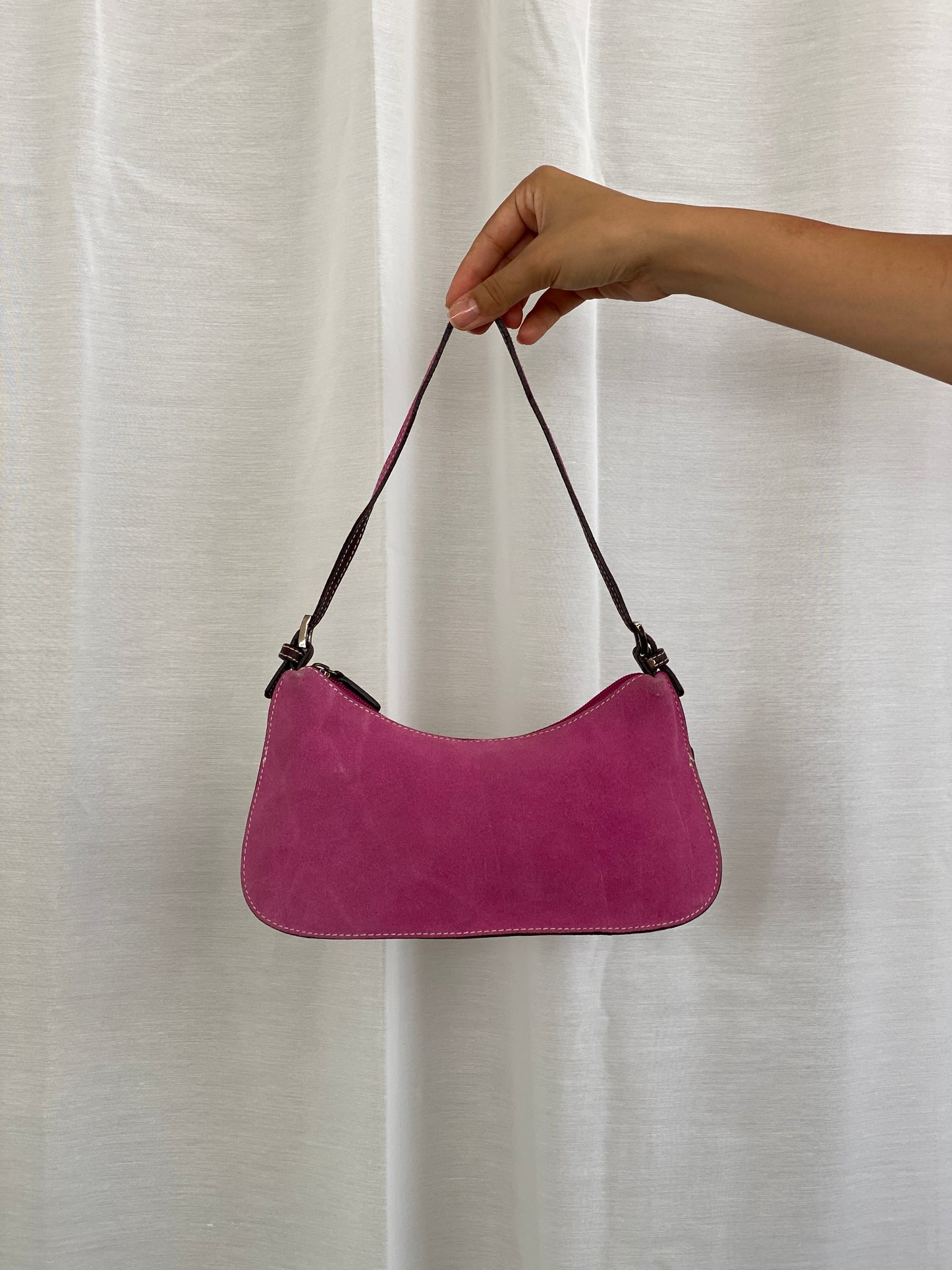 Y2K Preview International Pink Suede Mini Shoulder Bag