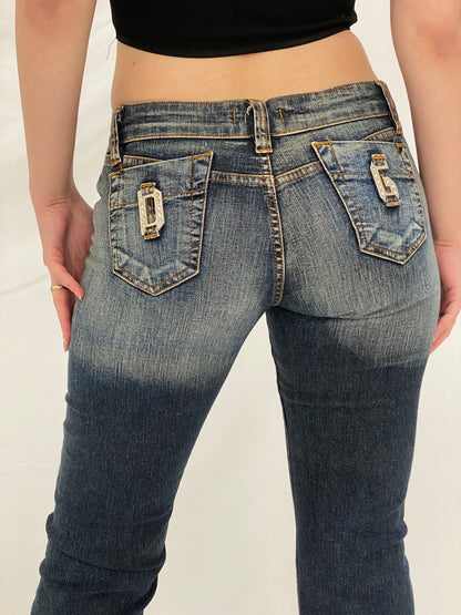 Vintage Y2K D&G Dolce & Gabbana Low Rise Studded Capri Cropped Jeans - 38EUR
