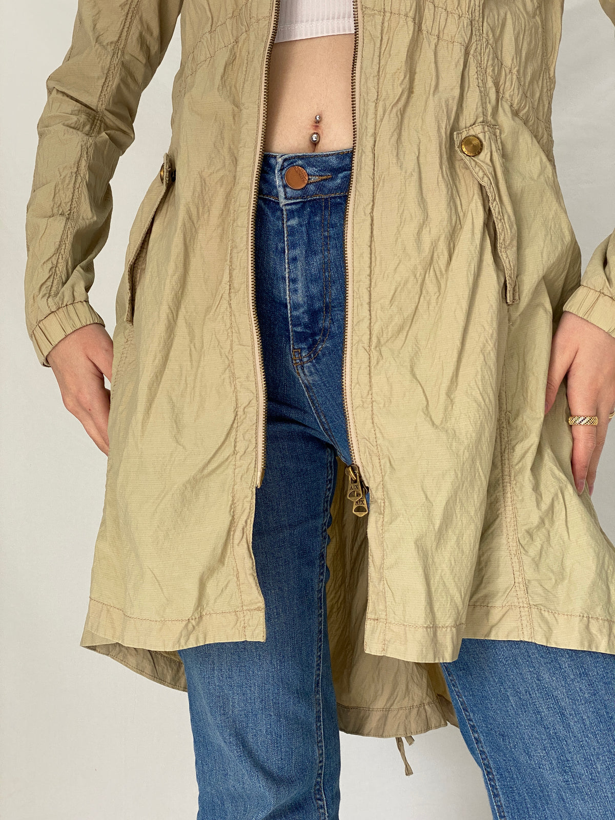 AX Armani Exchange Lightweight Hooded Beige Jacket - S AX Armani Exchange Lightweight Hooded Beige Jacket - S