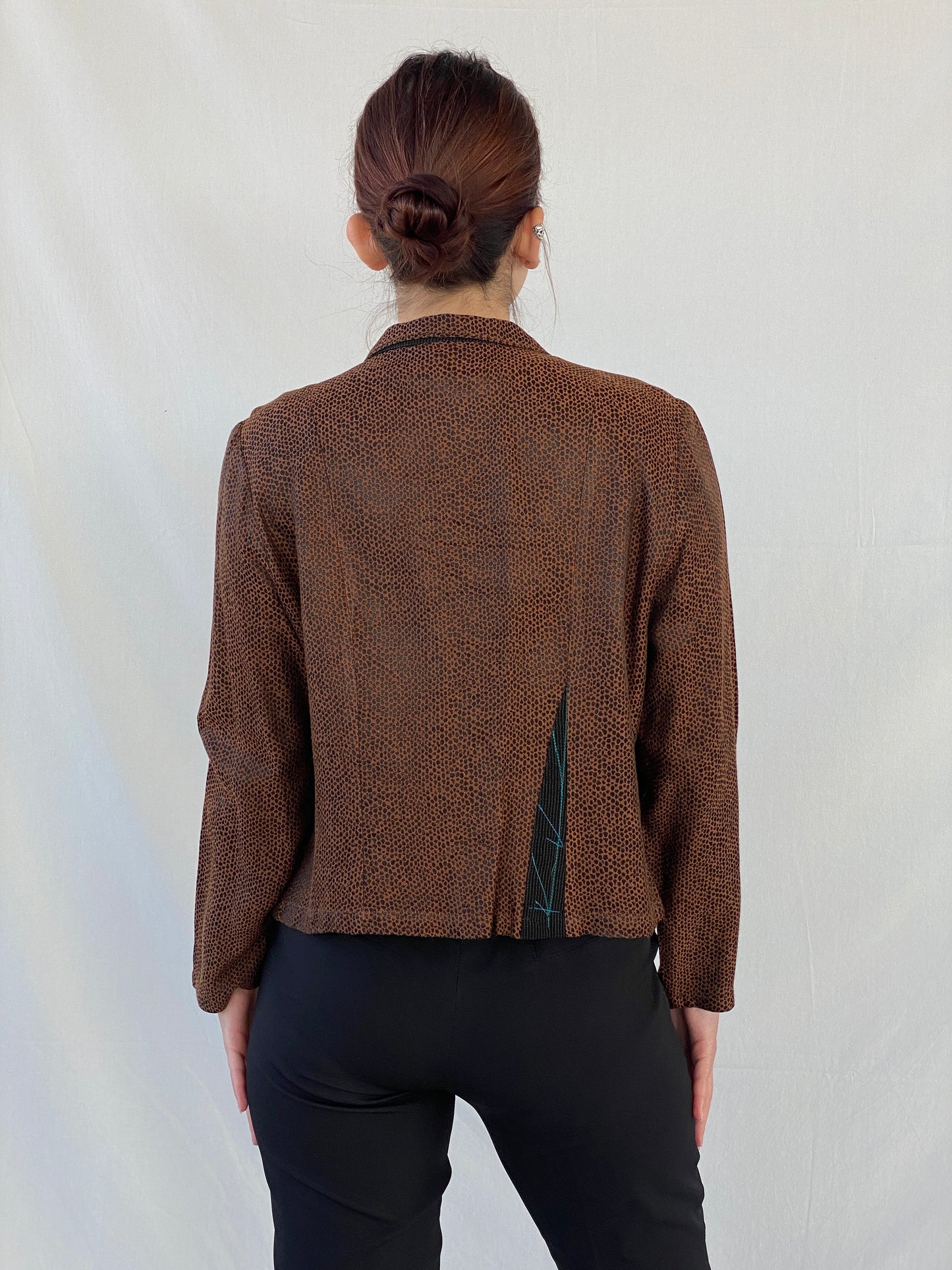 Vintage K.D. Spring Mesh Print Brown Women’s Light Jacket - M