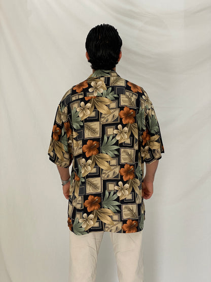 Vintage Campia Moda Tropical Relaxed Fit Rayon Vacation Shirt - L