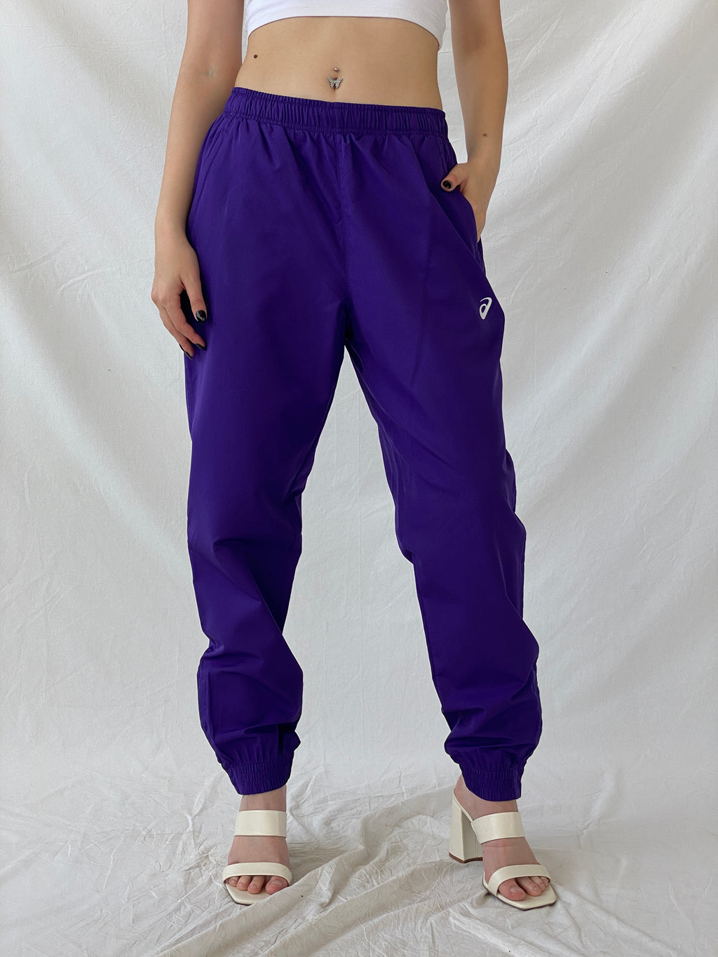 بنطال رياضي نسائي من Asics Purple Windbreaker Sports Wear - مقاس كبير