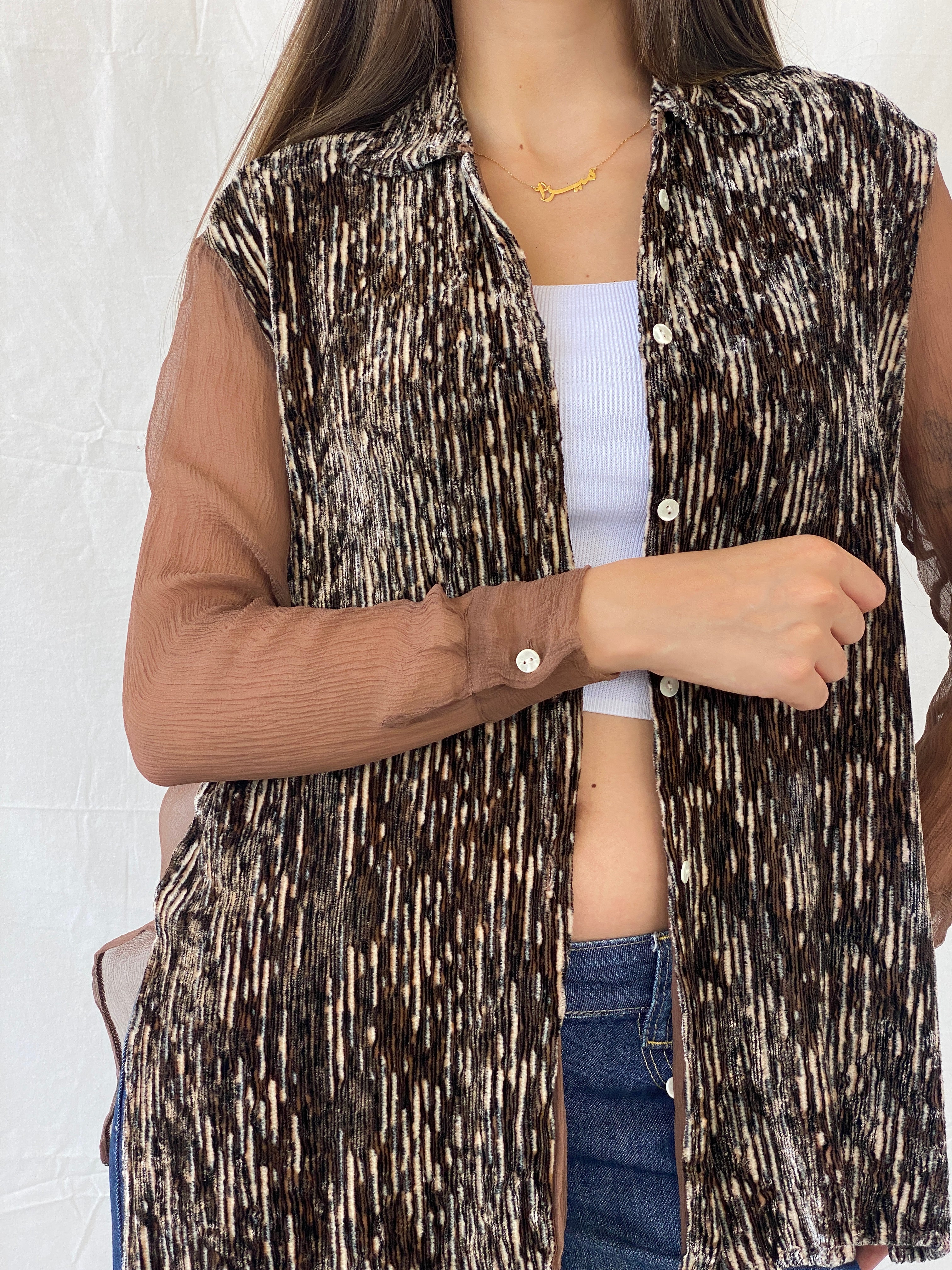 Rare Vintage 90s Le Garage Semi Sheer Silk Shirt - S