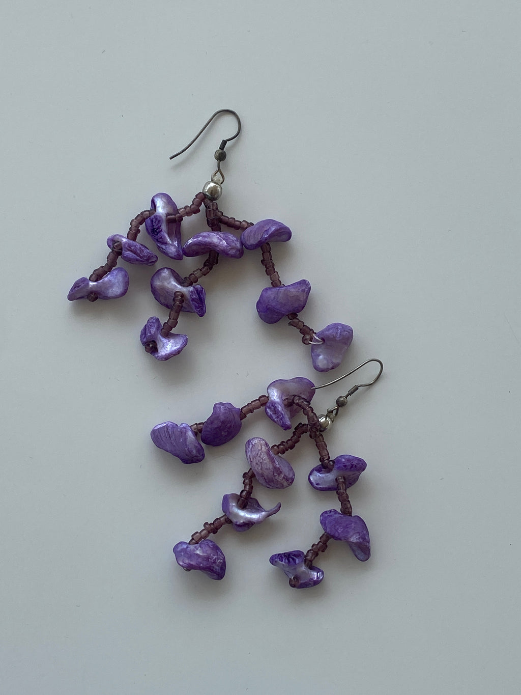 Y2K Purple-Toned Beaded Waterfall Earrings