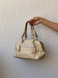 Authentic Coach Hampton Satchel Cream Leather Shoulder Bag