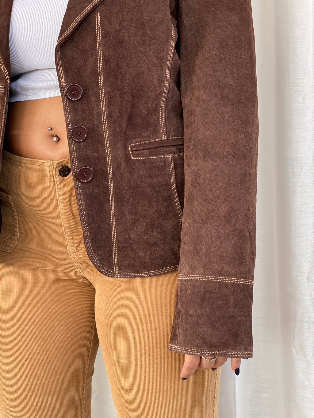 VILLA Clothes Genuine Suede Leather Brown Ginko Blazer - XL