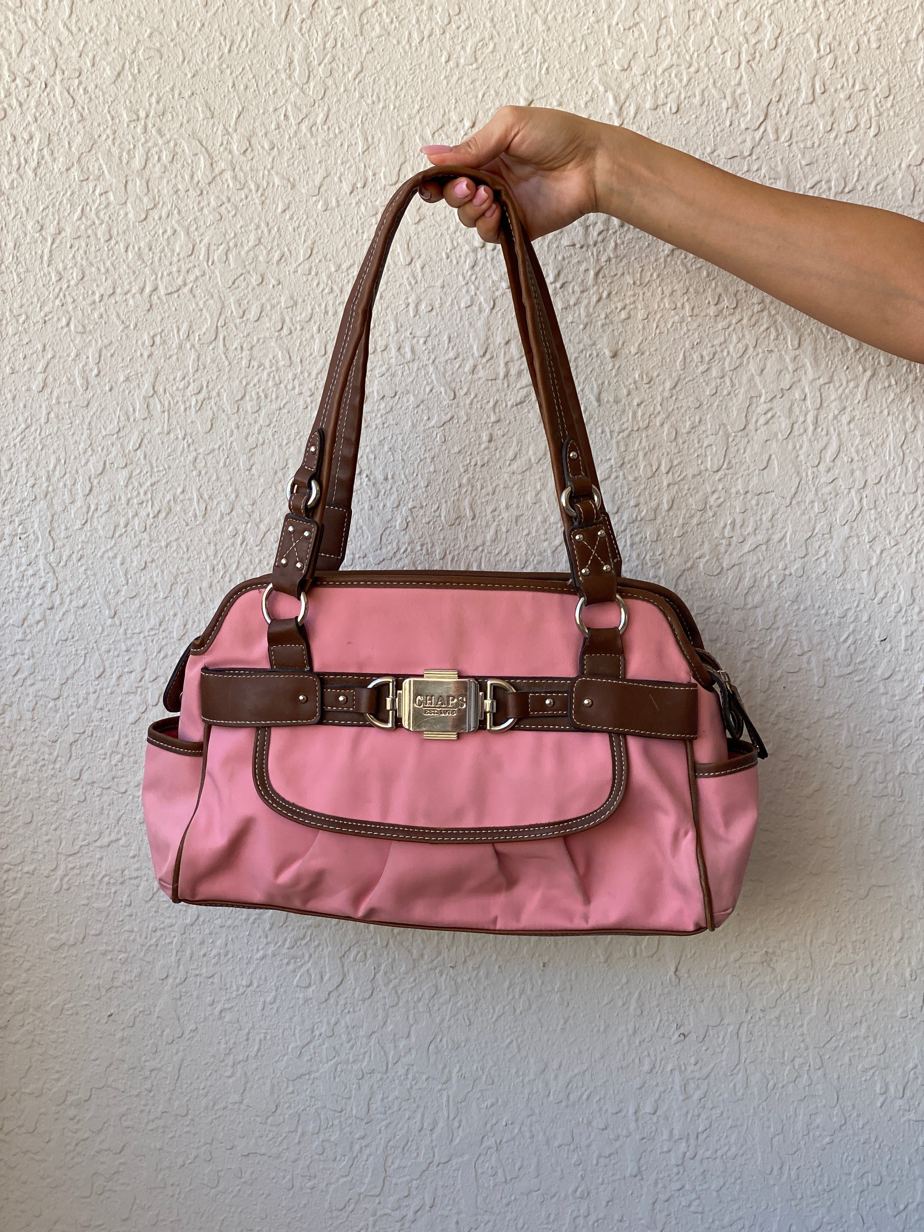 Chaps Pink Brown Shoulder Bag