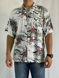 Vintage Original Island Sport Rayon Hawaiian Floral Aloha Button-Up Shirt - XL