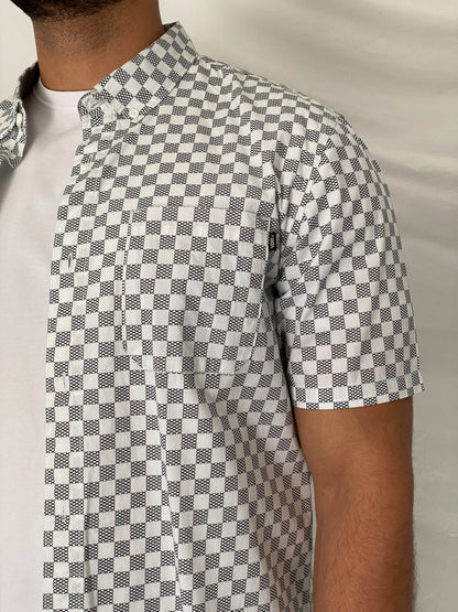 Vans Black White Checkerboard Men’s Cotton Short Sleeve Shirt – L