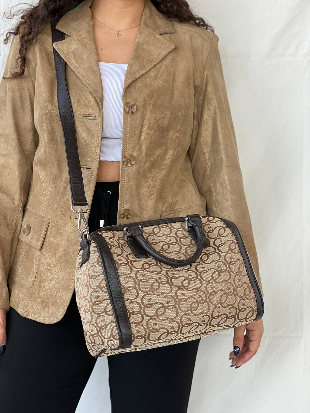 حقيبة بوسطن من شيروتي 1881، مصنوعة من قماش مغلف وجلد لامع