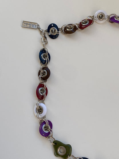 Vintage Y2K Una Hopkins Multicolor Resin Grommet Convertible Necklace Belt