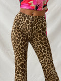 CHERIMAX Giraffe Print Brown and Beige Flare Pants - XS
