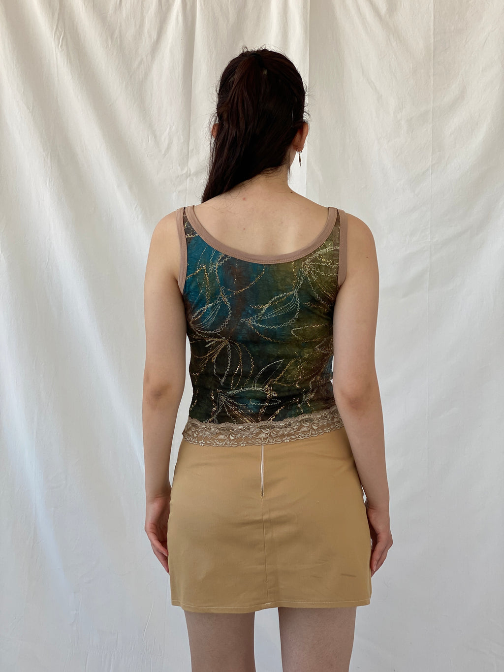 Lulu H Paris Mesh Patchwork Lace Trim Indie Fairycore Tank Top - S