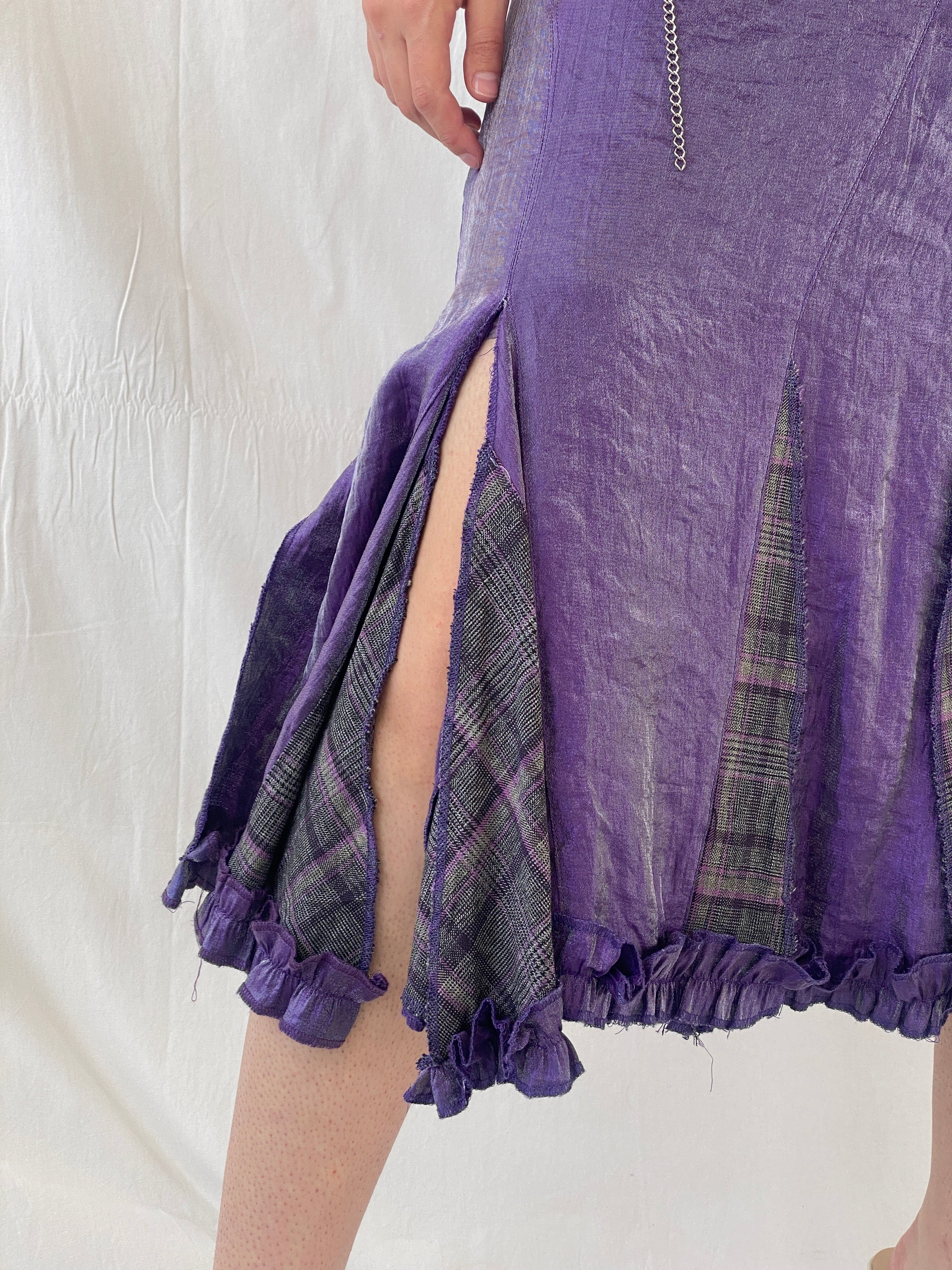 Vintage Y2K Alvina Whimsy Goth Metallic Purple Midaxi Women’s Skirt - M