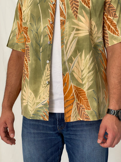 Vintage Tori Richard USA Tropical Leaf Print Cotton Hawaiian Shirt – L