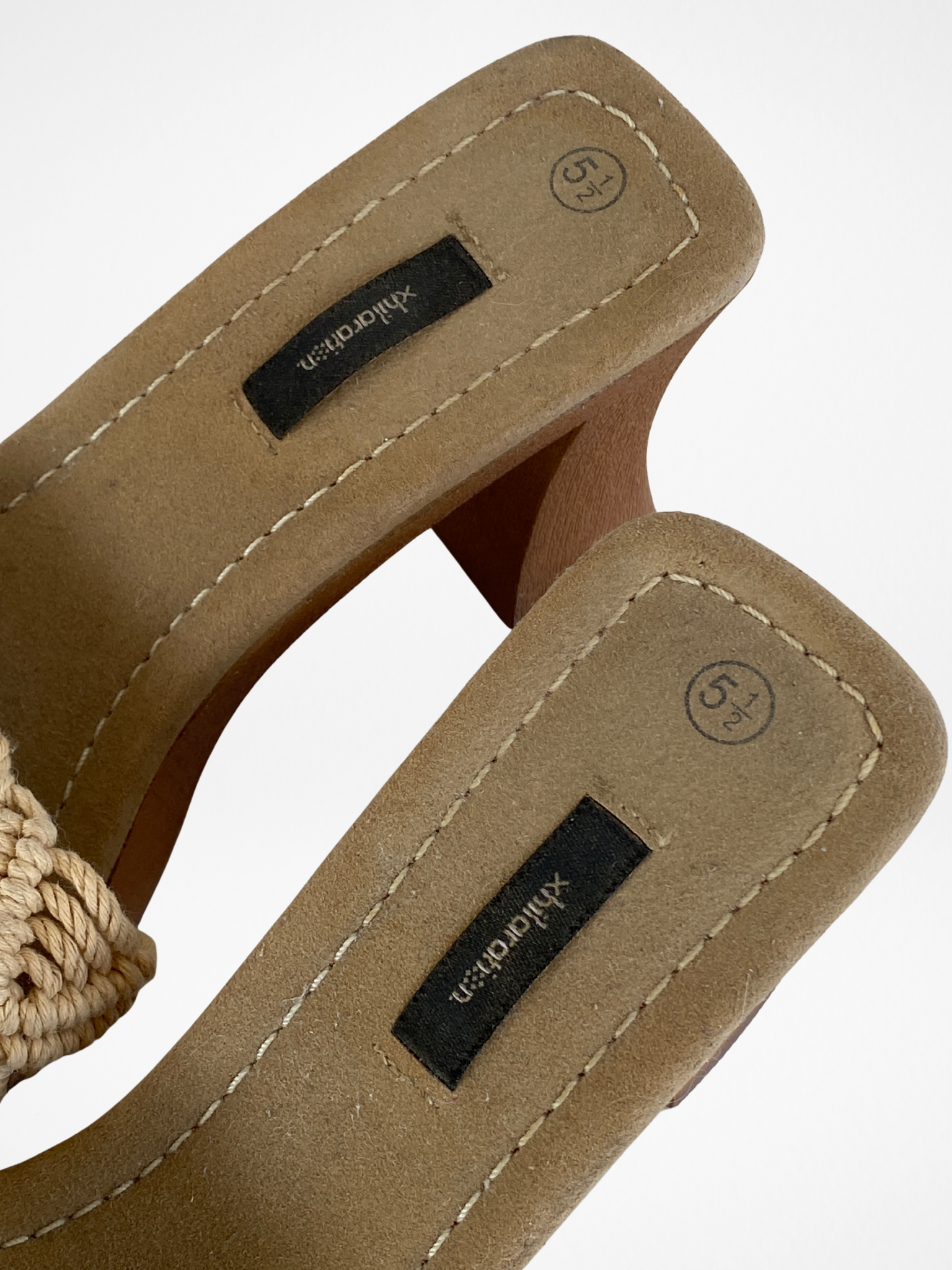 Xhilaration Natural Woven Block Heel Mules – Square Toe Slide Sandals - Size 36EU