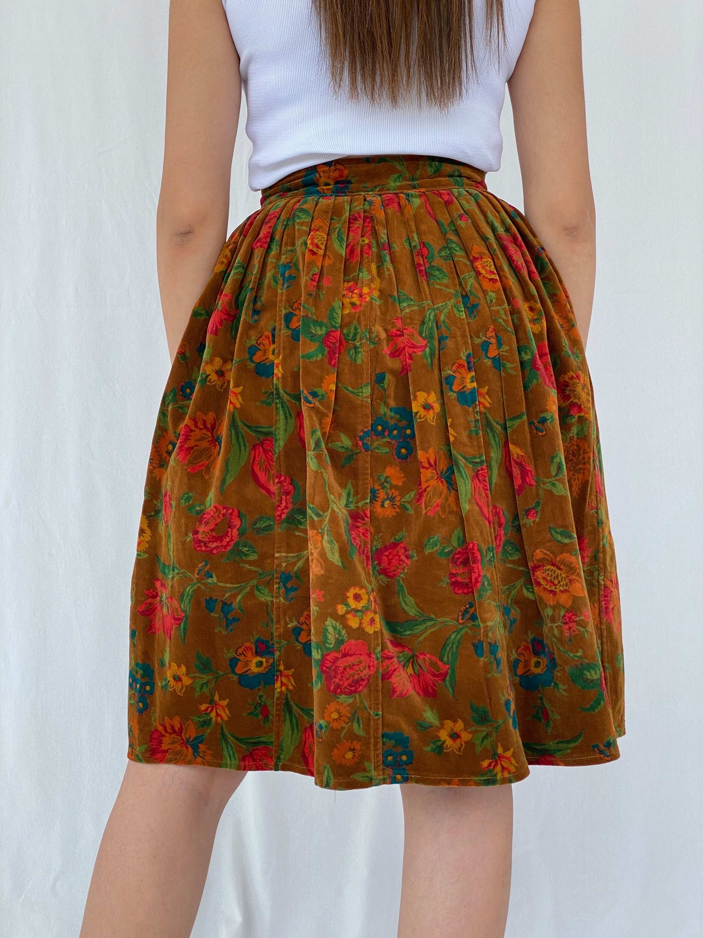 Rare Vintage 80s Kenzo Paris Midi Floral Corduroy Skirt - Balagan Vintage Midi Skirt 80s, floral, floral skirt, Juana, kenzo, NEW IN, rare find, rare vintage, women top