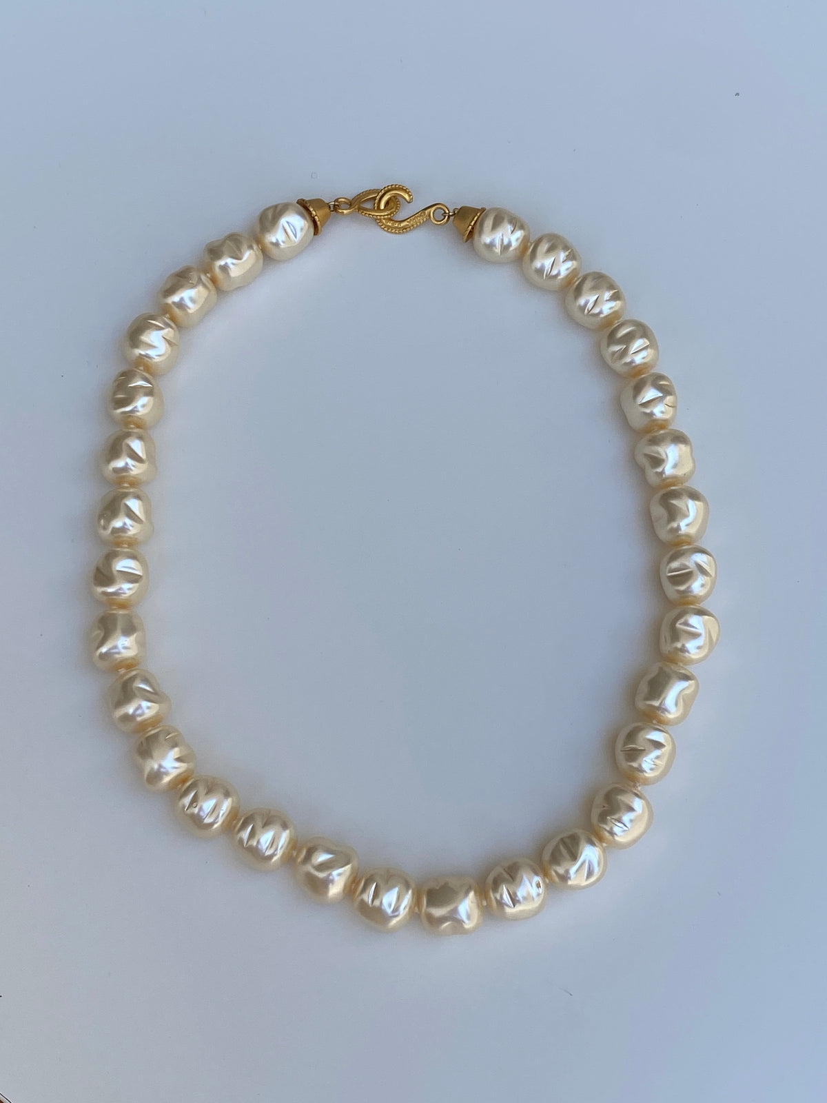 Vintage 1990s MMA USA Faux Baroque Pearl Necklace with Gold-Tone Clasp Vintage 1990s MMA USA Faux Baroque Pearl Necklace with Gold-Tone Clasp