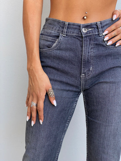 Vintage Y2K Gina Benotti Charcoal Grey Straight Leg Denim Jeans - 34EUR