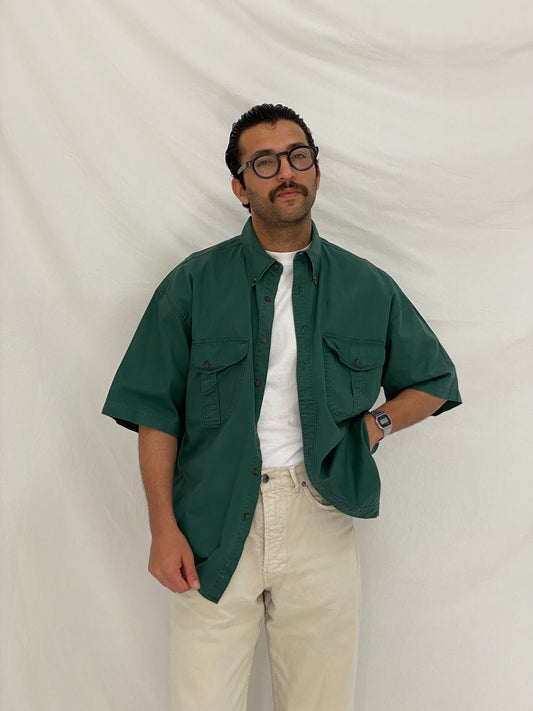 Vintage Dockers Forest Green Men’s Short Sleeve Denim Shirt – L