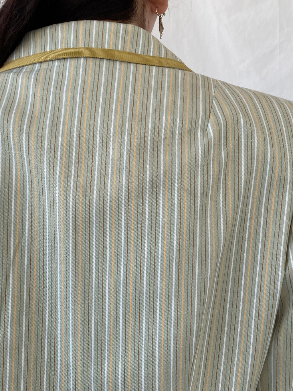 Vintage Isabel & Nina Green Striped Floral Buttons Blazer - XL