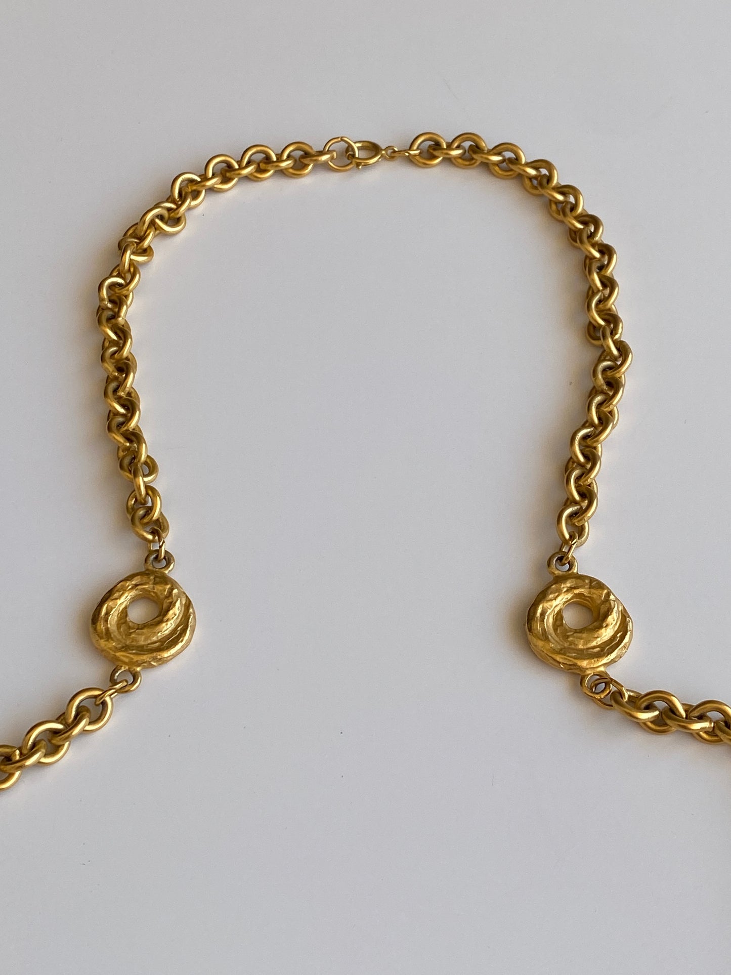 Vintage Gold-Tone Textured Link Long Necklace – Convertible Chain Belt