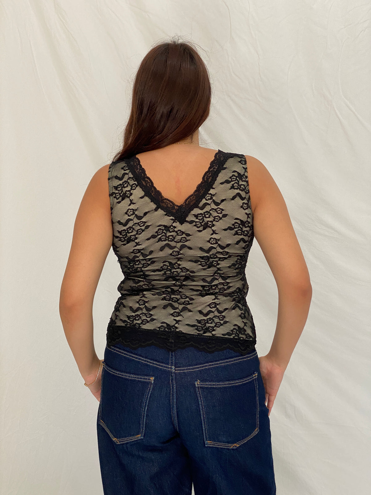 Vintage Y2K Worthington Black Floral Lace Stretch Tank Top – M Vintage Y2K Worthington Black Floral Lace Stretch Tank Top – M