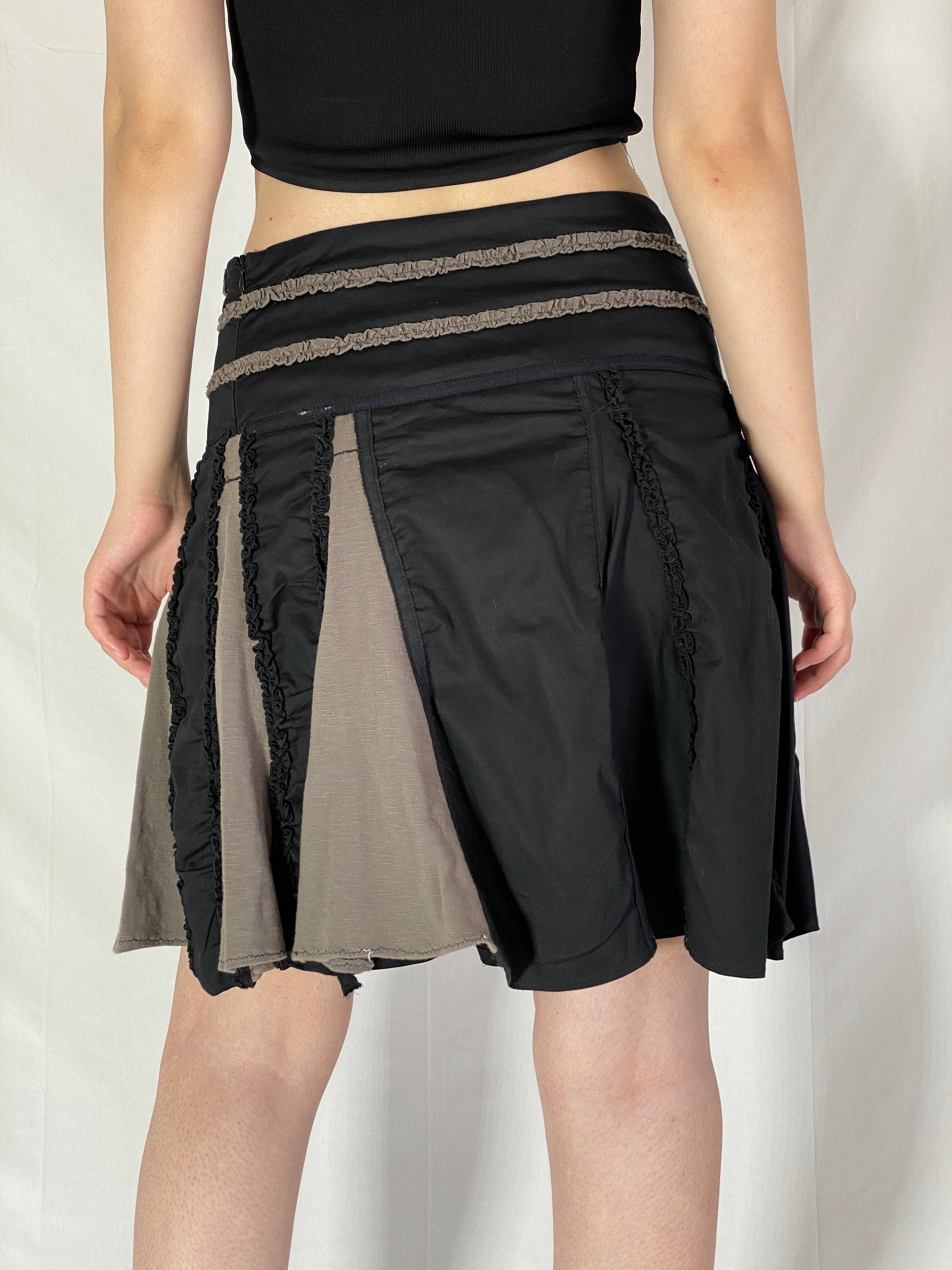 Vintage Solola Black & Taupe Patchwork Skirt - M