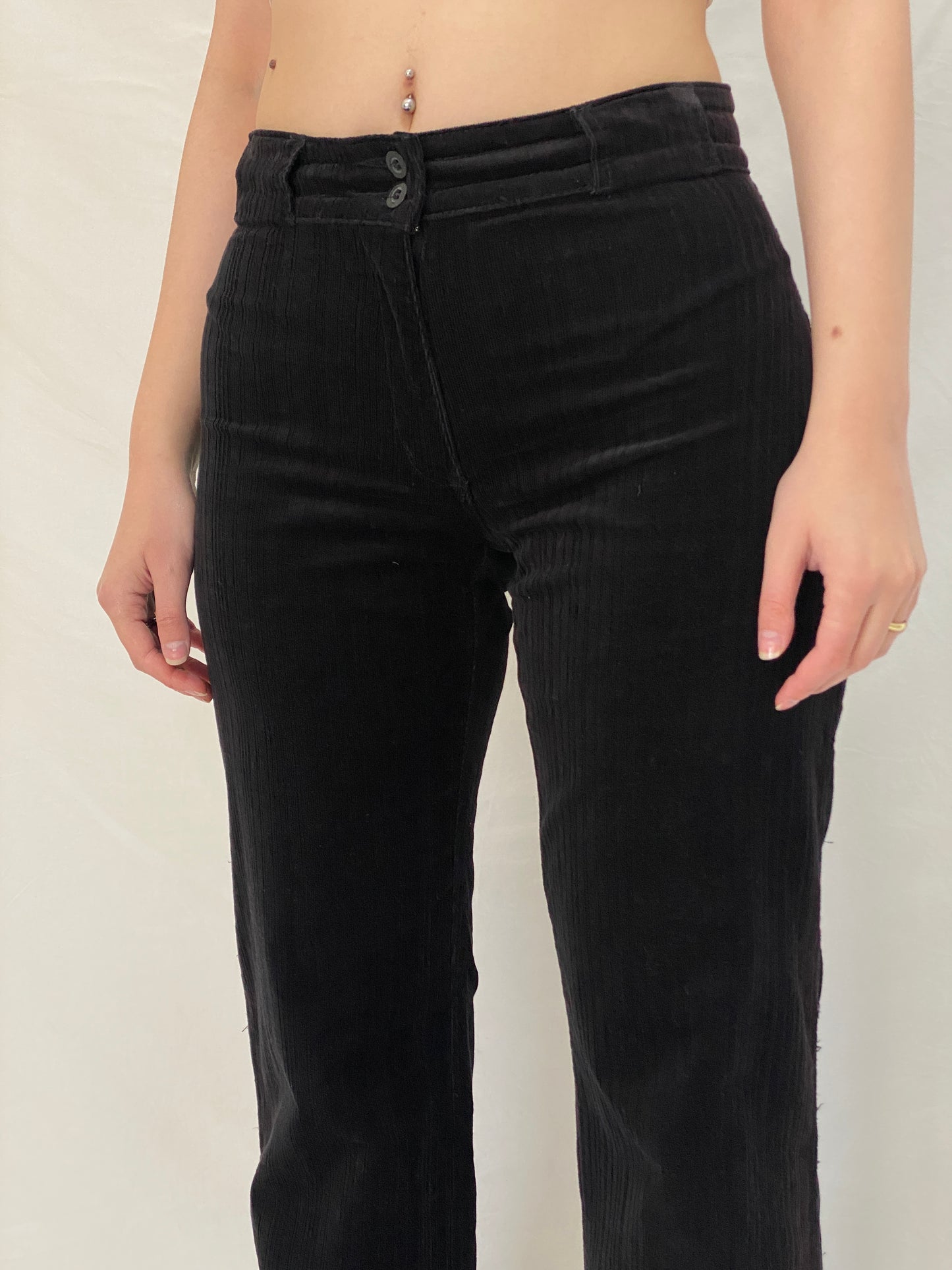 Vintage 90s Cecilia Classics Black Corduroy Pants Straight Leg High Rise Trousers - 36EUR