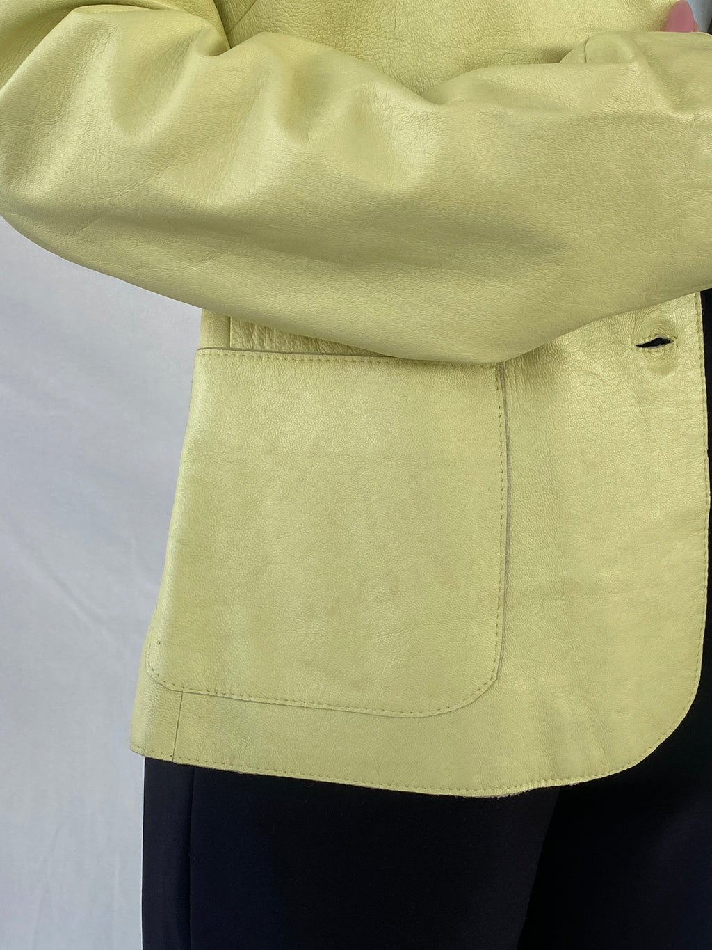 Vintage Mirella Mori Italy Yellow Genuine Leather Blazer -L
