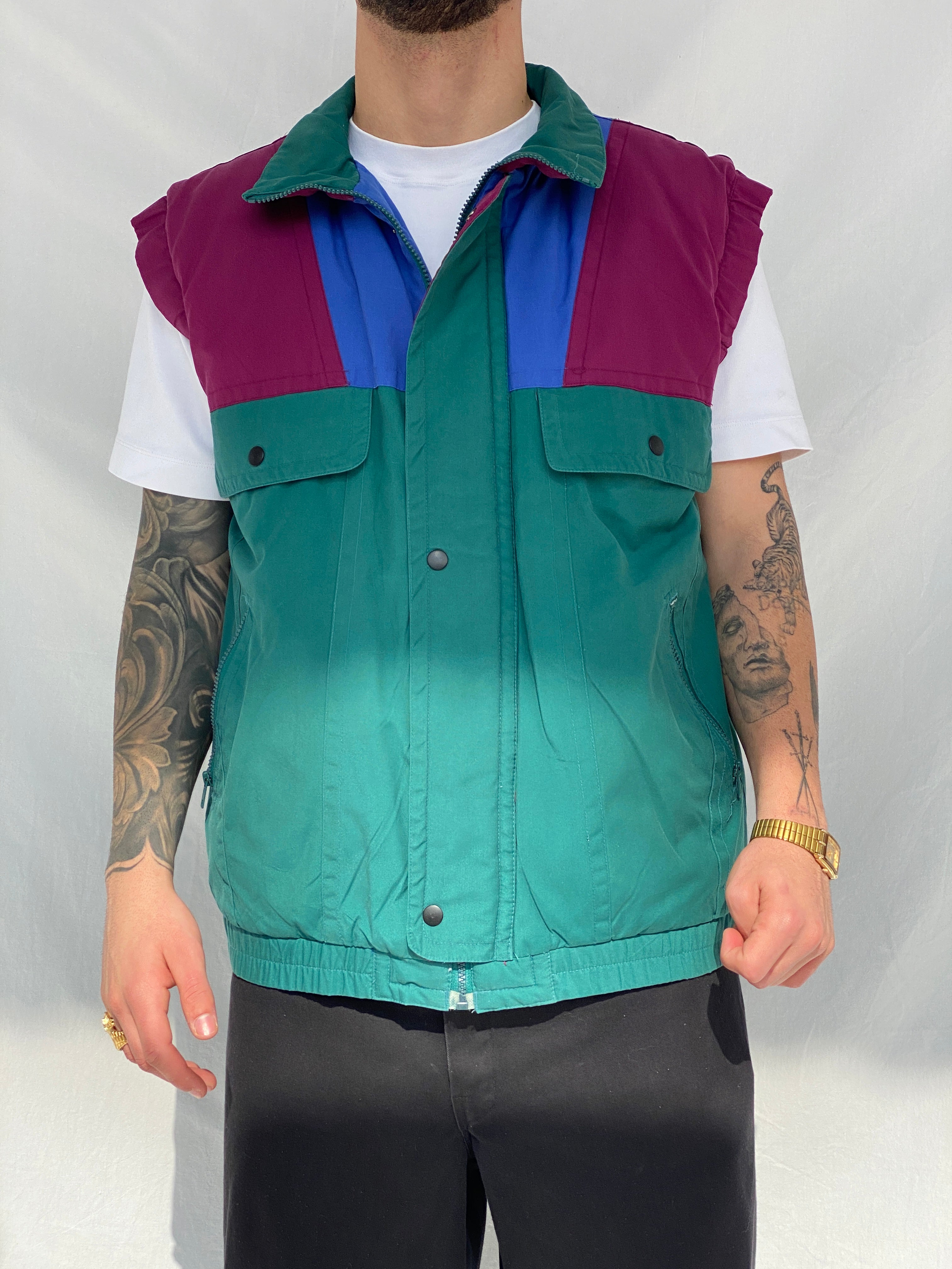 Vintage 90s Regatta Color Block Puffer Men’s Gilet Vest - M