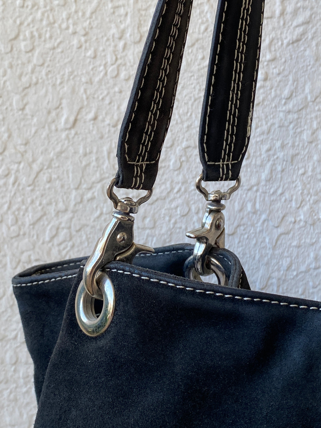 Vintage 90s J.Jill Black Genuine Suede Shoulder Bag with Leather Handles Classic Medium Purse