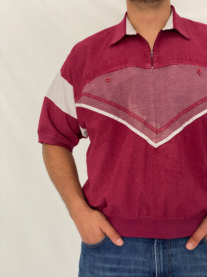 Vintage Alexxus Exclusive Burgundy Quarter Zip Polo Top Knit – L