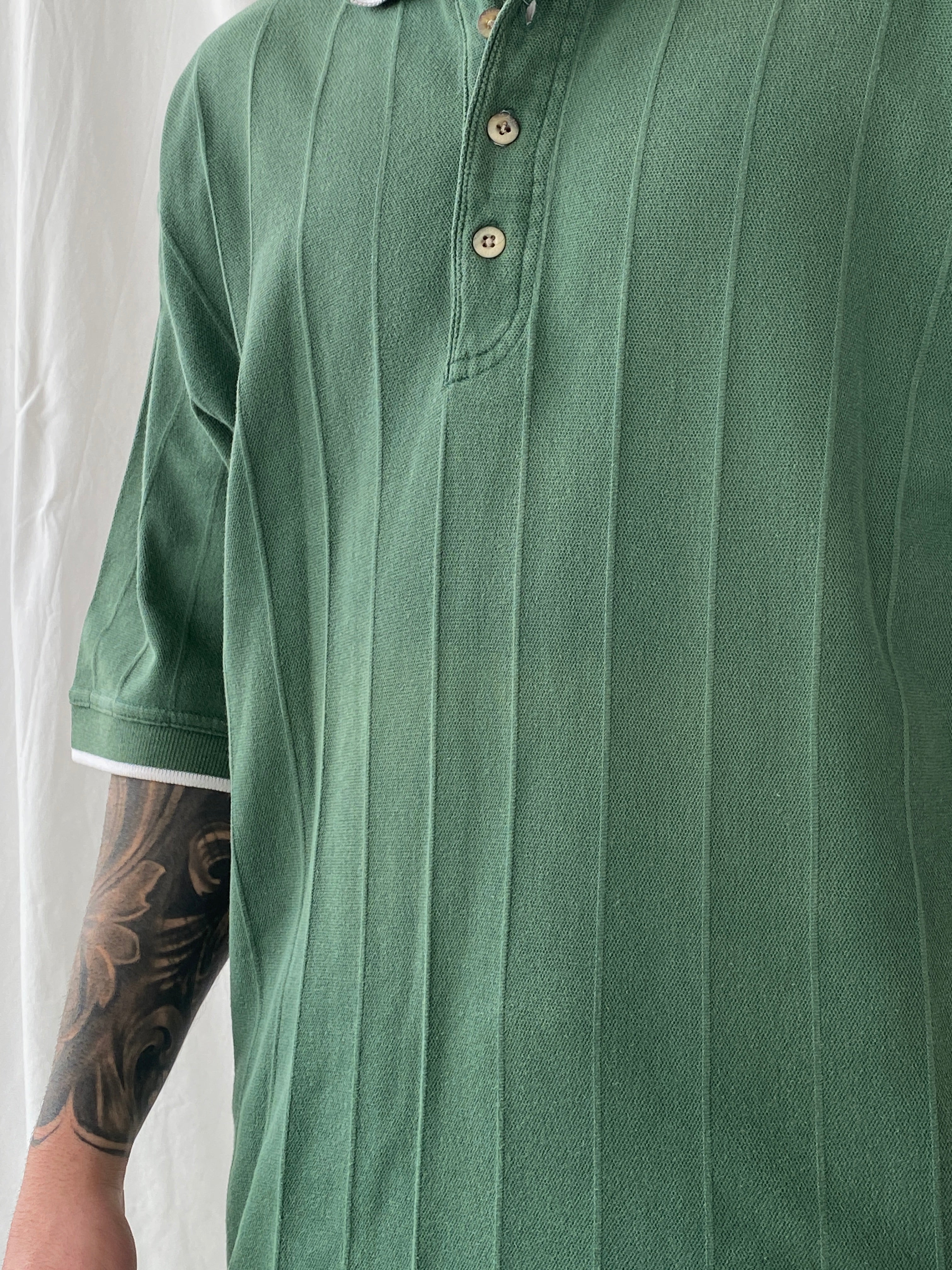 قميص جولف رجالي بياقة بولو خضراء من مجموعة Vintage Greg Norman Collection - مقاس كبير