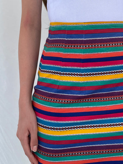 Y2k The Limited Colorful Striped Mini Pencil Skirt - S