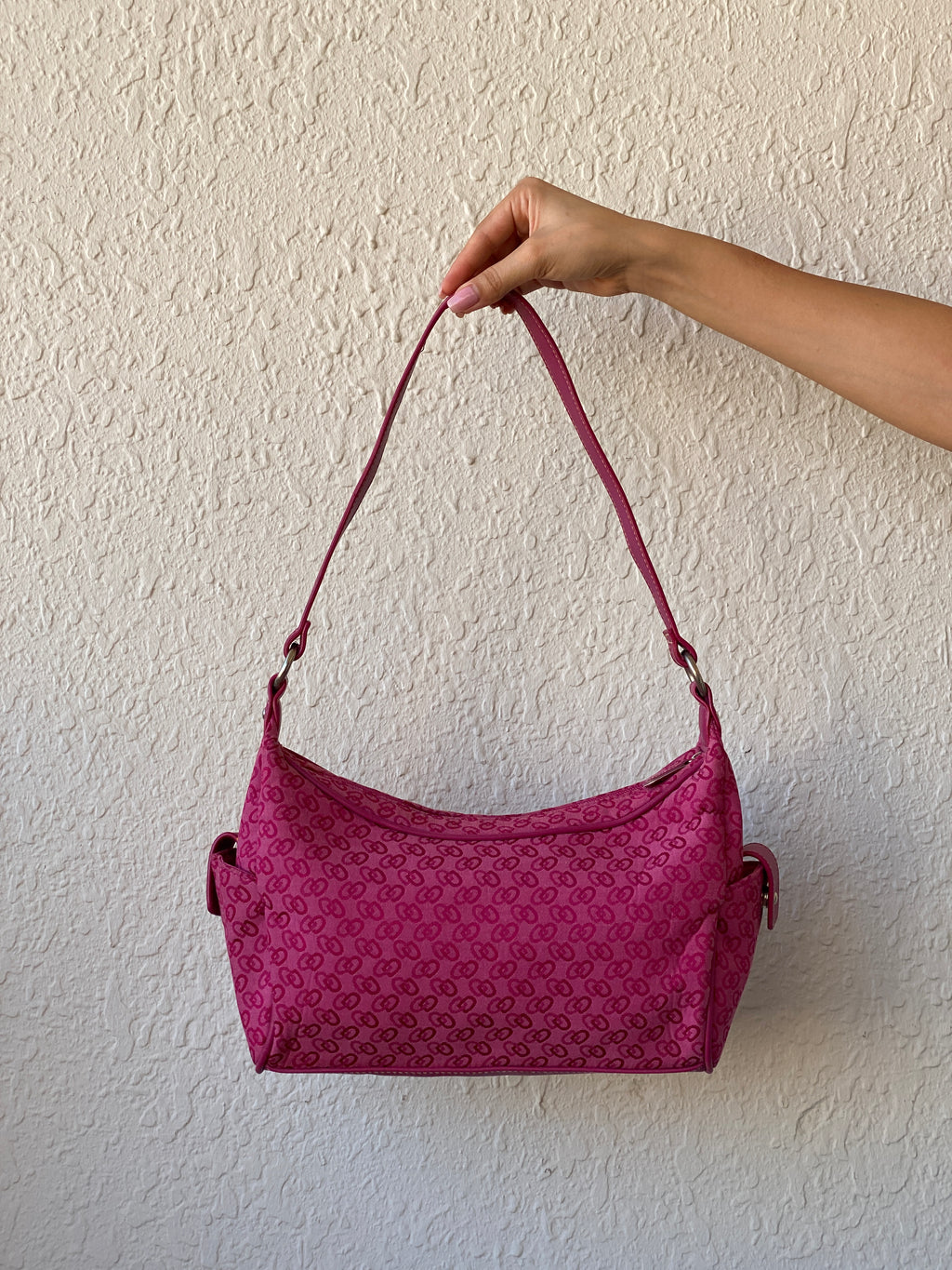 00s Y2K Pink Shoulder Bag With Pockets  On The Side