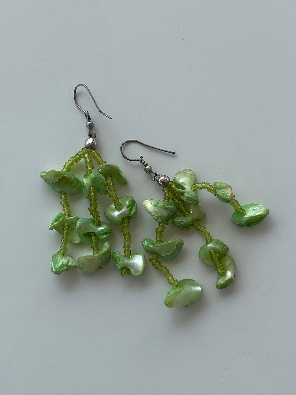 Y2K Lime Green Beaded Waterfall Earrings