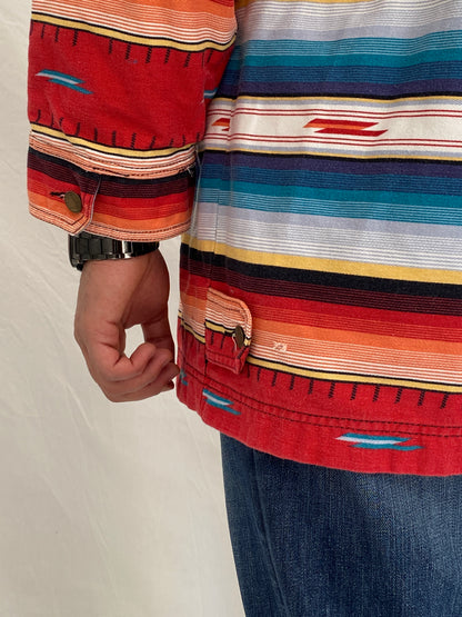 Vintage Woolrich Southwestern Stripe Zip-Up Cotton Shacket – L