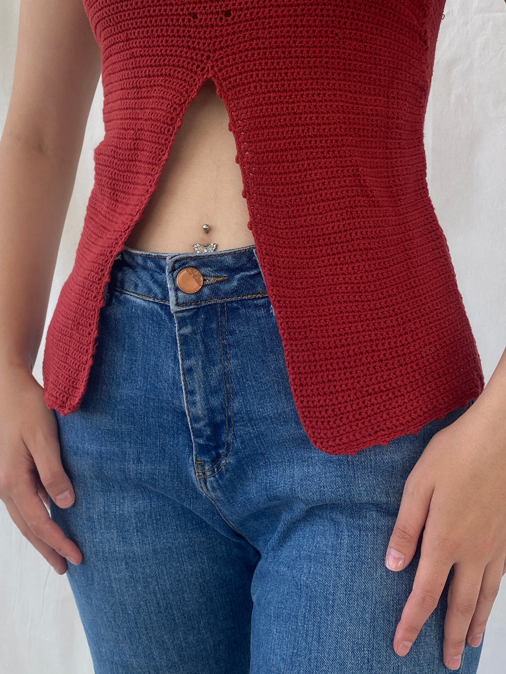 Wet Seal Red Knitted Halter Top - S