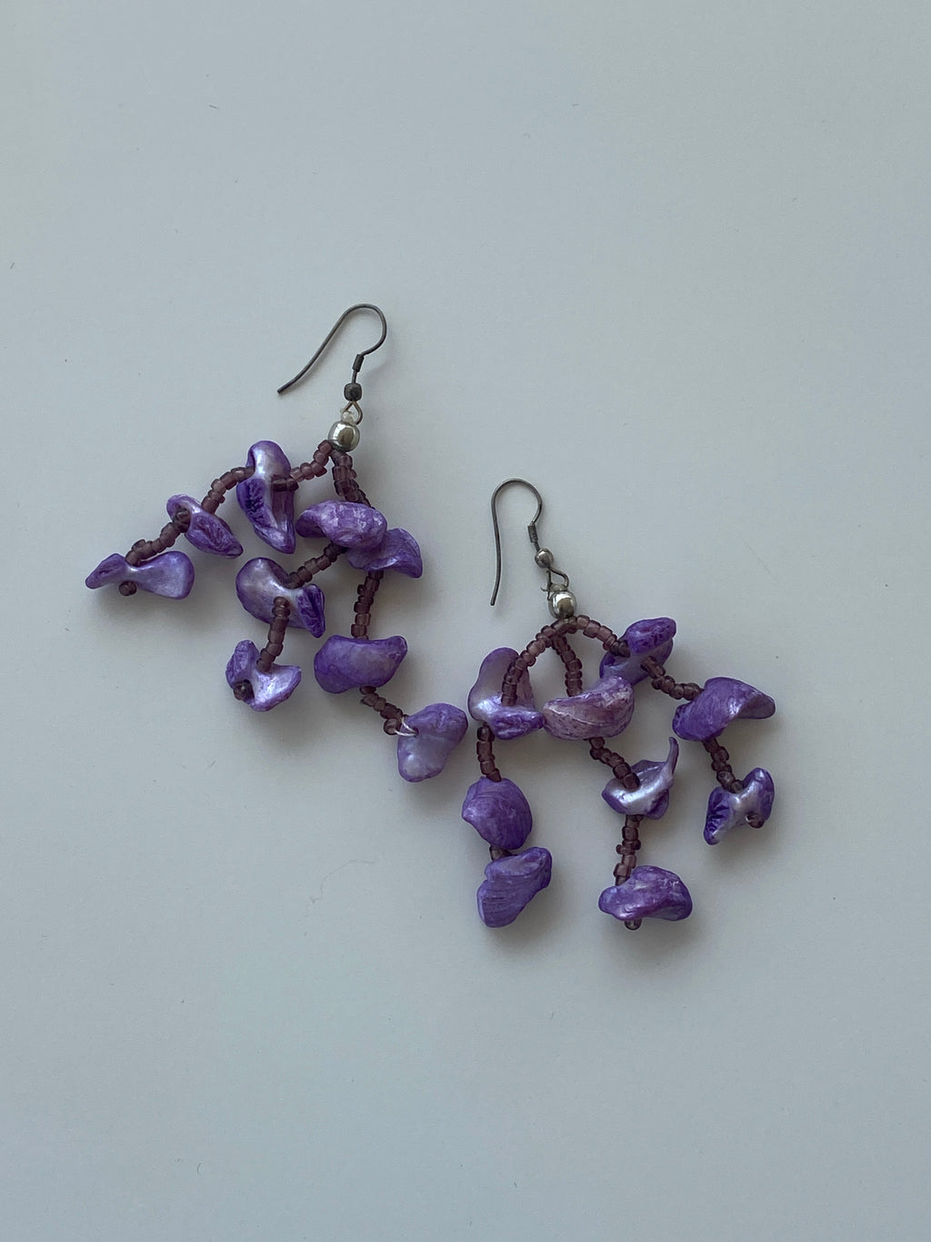 Y2K Purple-Toned Beaded Waterfall Earrings