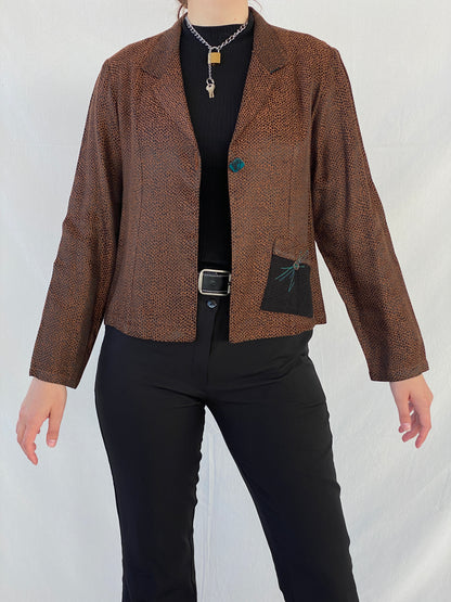 Vintage K.D. Spring Mesh Print Brown Women’s Light Jacket - M