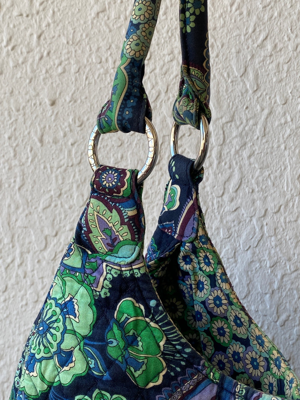 Vera Bradley Rhapsody Blue Green Paisley Print Tote Quilted Shoulder Bag