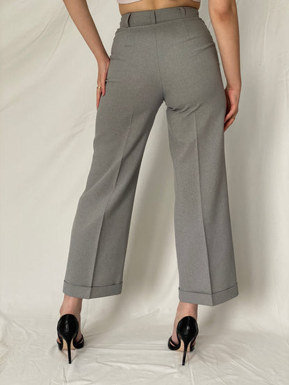 Vintage 90s Mandee Grey High-Waisted Office Trousers - S