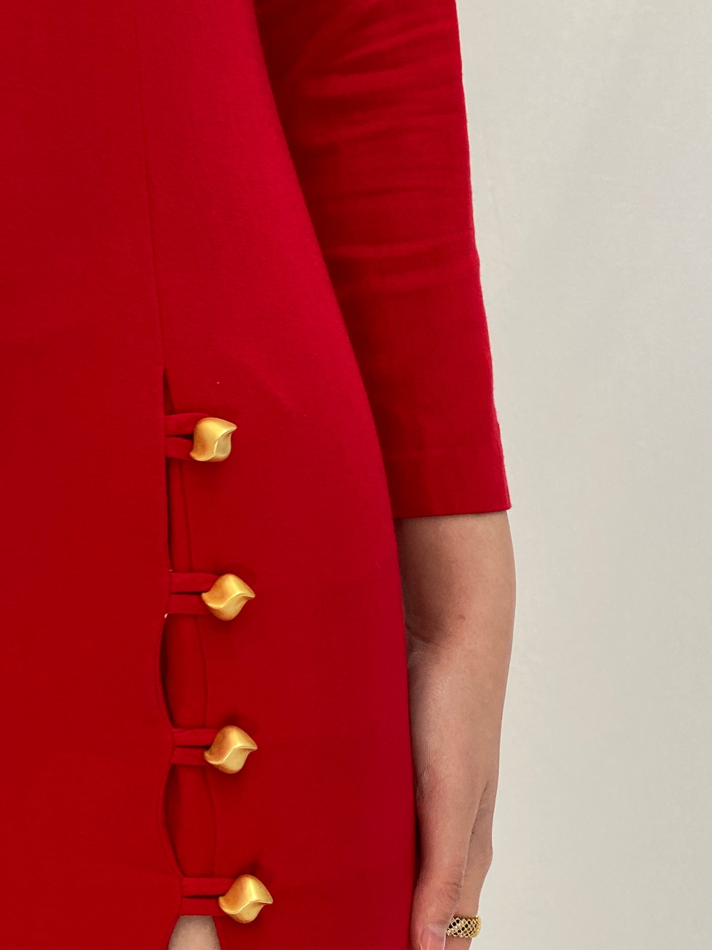 Vintage Petite Sophisticate Red Fitted Bodycon Date Night Dress - S