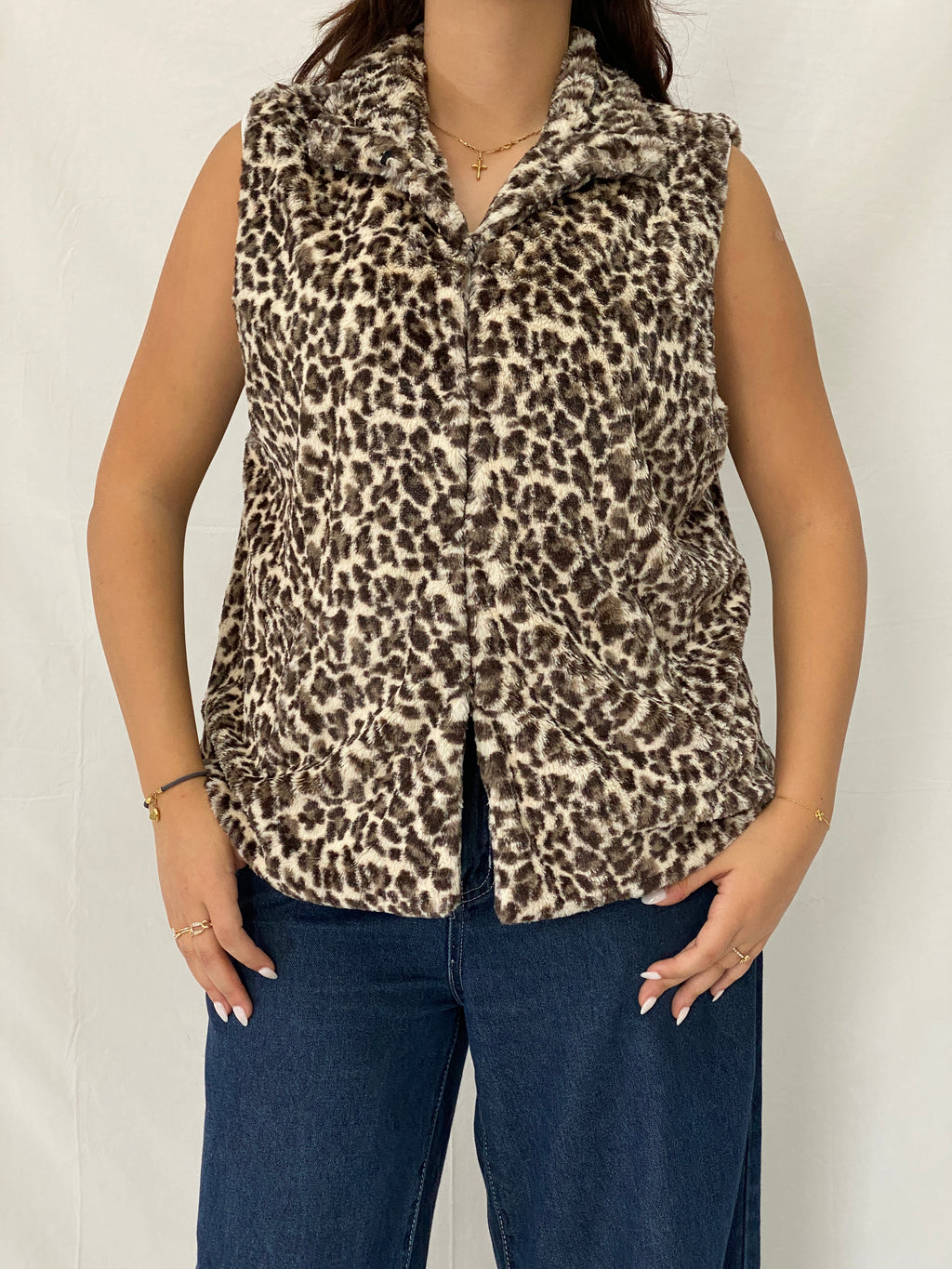 Y2K Betsey Johnson Leopard Print Faux Fur Vest – XL